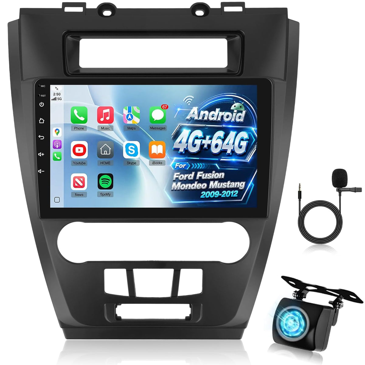 [4+64G] NHOPEEW Android Car Radio for Ford Fusion Mondeo Mustang 2009-2012