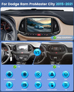 4+64G Car Stereo for Dodge Ram ProMaster City 2015-2021 with Wireless Carplay/Android Auto - 9 Inch Touchscreen Radio with 32EQ DSP/5GHz WiFi/GPS Navigation/Mirror Link/SWC + AHD Rear View Camera