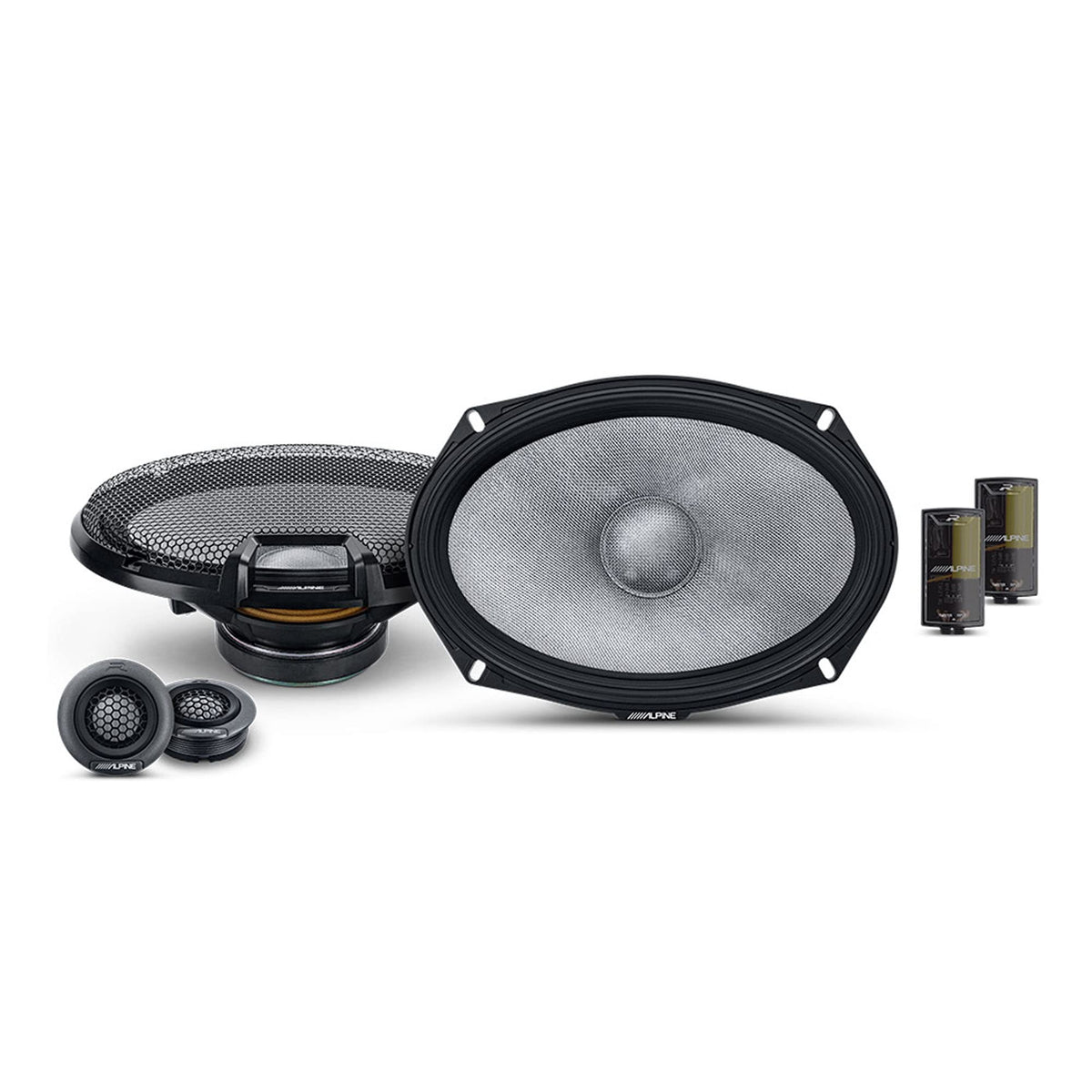 Alpine 6x9 R2 High-Resolution Speaker Bundle - A Pair of R2-S69C 2-Way Component Speakers & a Pair of R2-S69 6x9 Coaxial Speakers