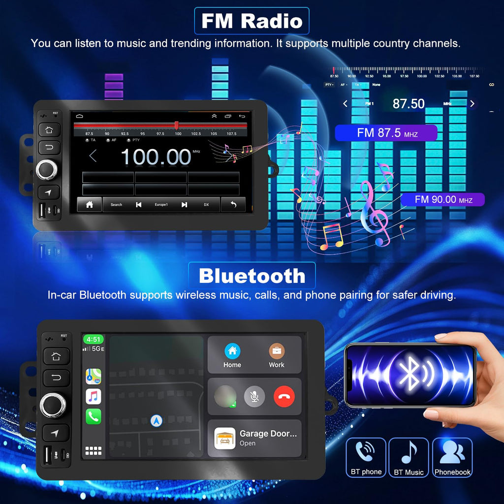 4+64G Upgrade Car Radio for Chevrolet Silverado 1500/2500/3500 2003-2006, GMC Sierra 1500/2500/3500 2003-2006, 7" Colorado Express Impala Stereo Touchscreen CarPlay Android Auto GPS FM Camera 5GWifi