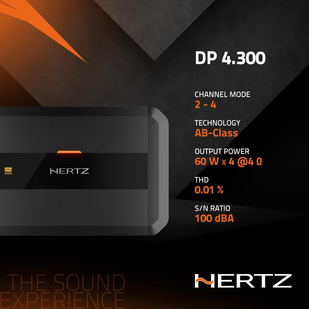 Hertz DP 4.300 AB-Class 4 Channel Amplifier 105 WRMS x 4 at 2Ω