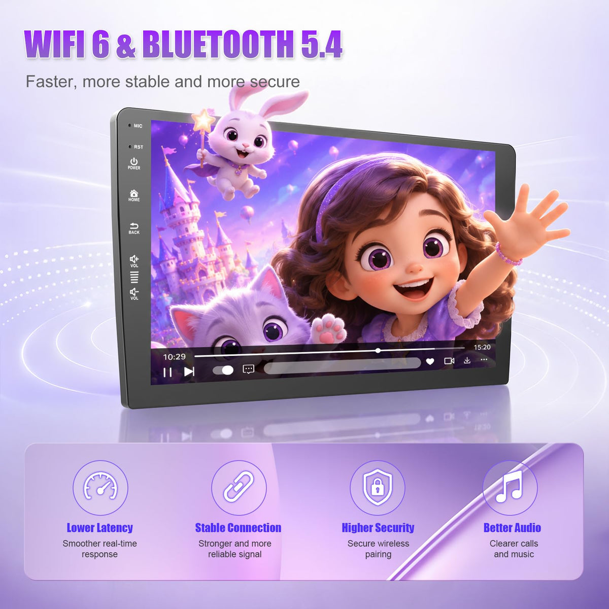 Car Radio Stereo for Toyota Tundra 2007-2013 Toyota Sequoia 2008-2019 10 inch Touch Screen Head Unit with Wireless Carplay Android Auto WiFi6/BT5.4/HD Rearview Camera/SWC/FM (2+64)