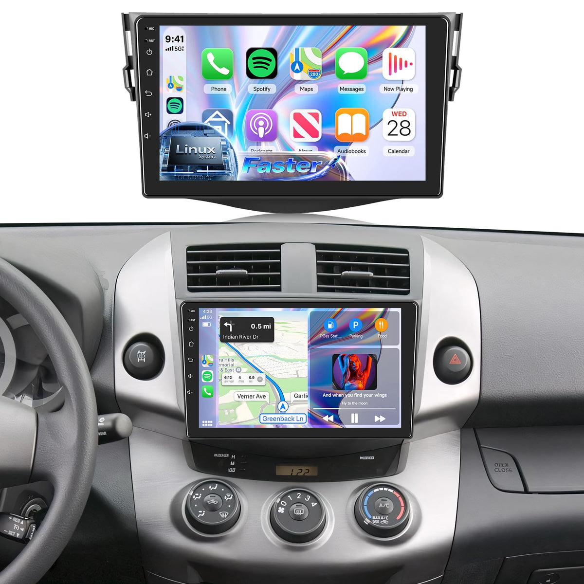 8 Core 6G+128G Android 15 Car Stereo Radio for Toyota RAV4 2007-2011