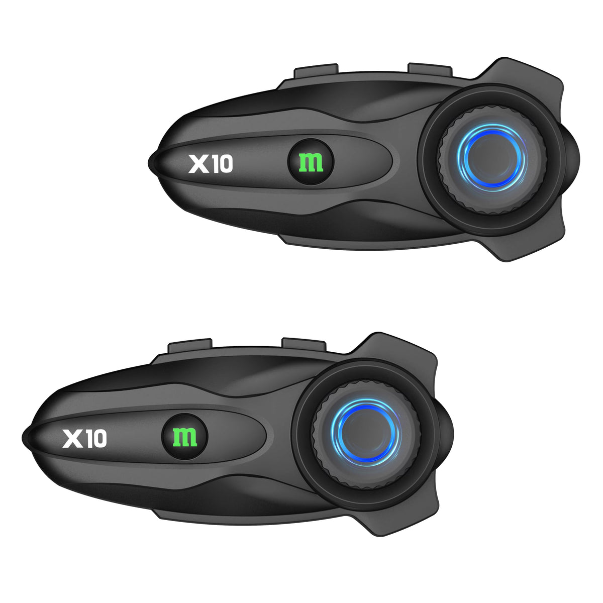 X10 Motorcycle Helmet Communication System for 10 Riders, 2 Pack