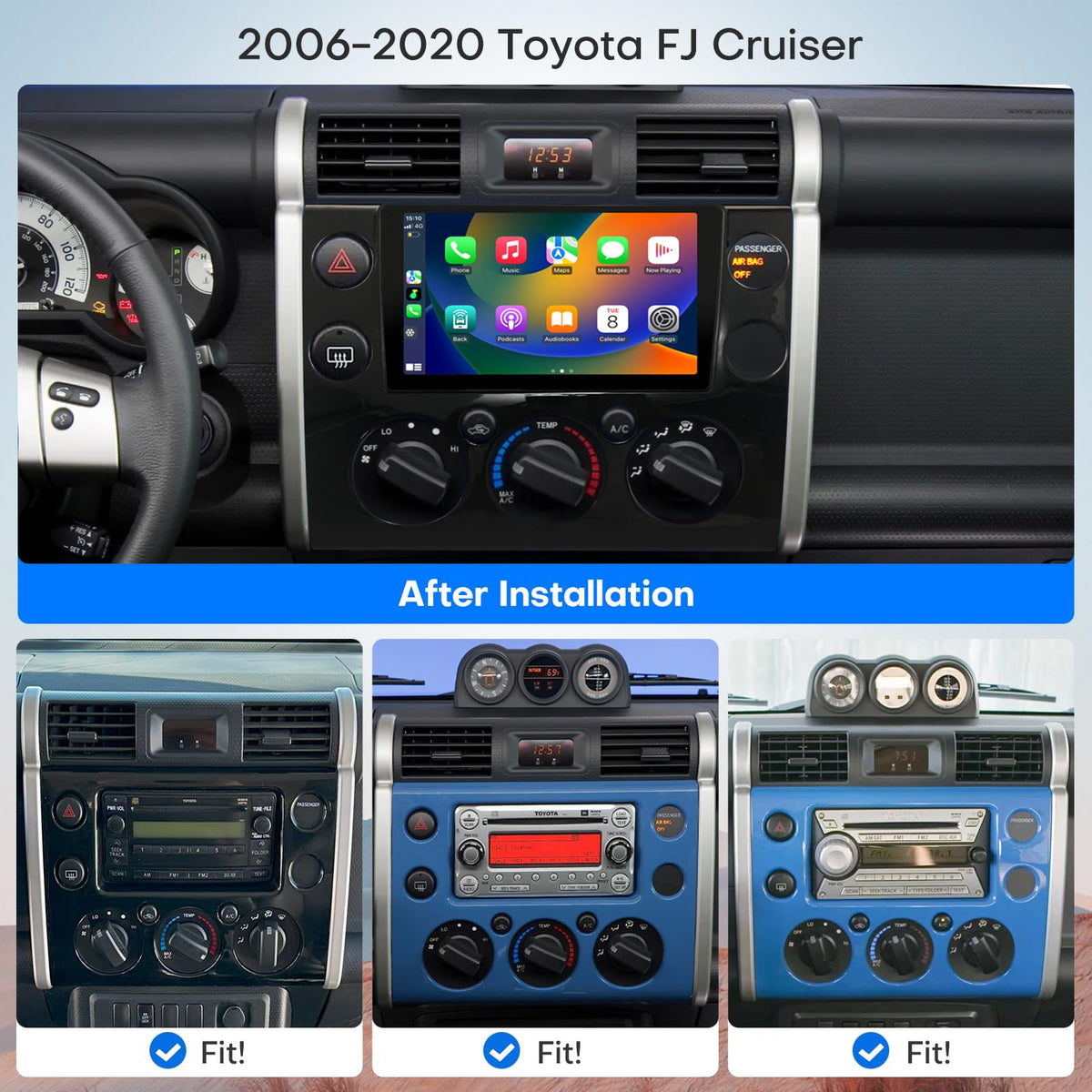 4+64G Car Radio Stereo for FJ Cruiser 2007-2017 Support JBL FJ Radio Upgrade 9 inch Touch Screen with CarPlay Android Auto GPS Navigation SWC Backup Camera