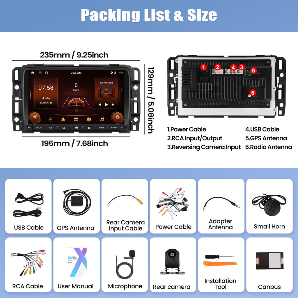 Car Radio for Chevrolet Chevy Traverse 2013-2017 with Wireless Carplay Android Auto, 8 inch HD Touch Screen Car Stereo Android 15 Radio with GPS Bluetooth WiFi FM RDS Backup Camera 2G+64G