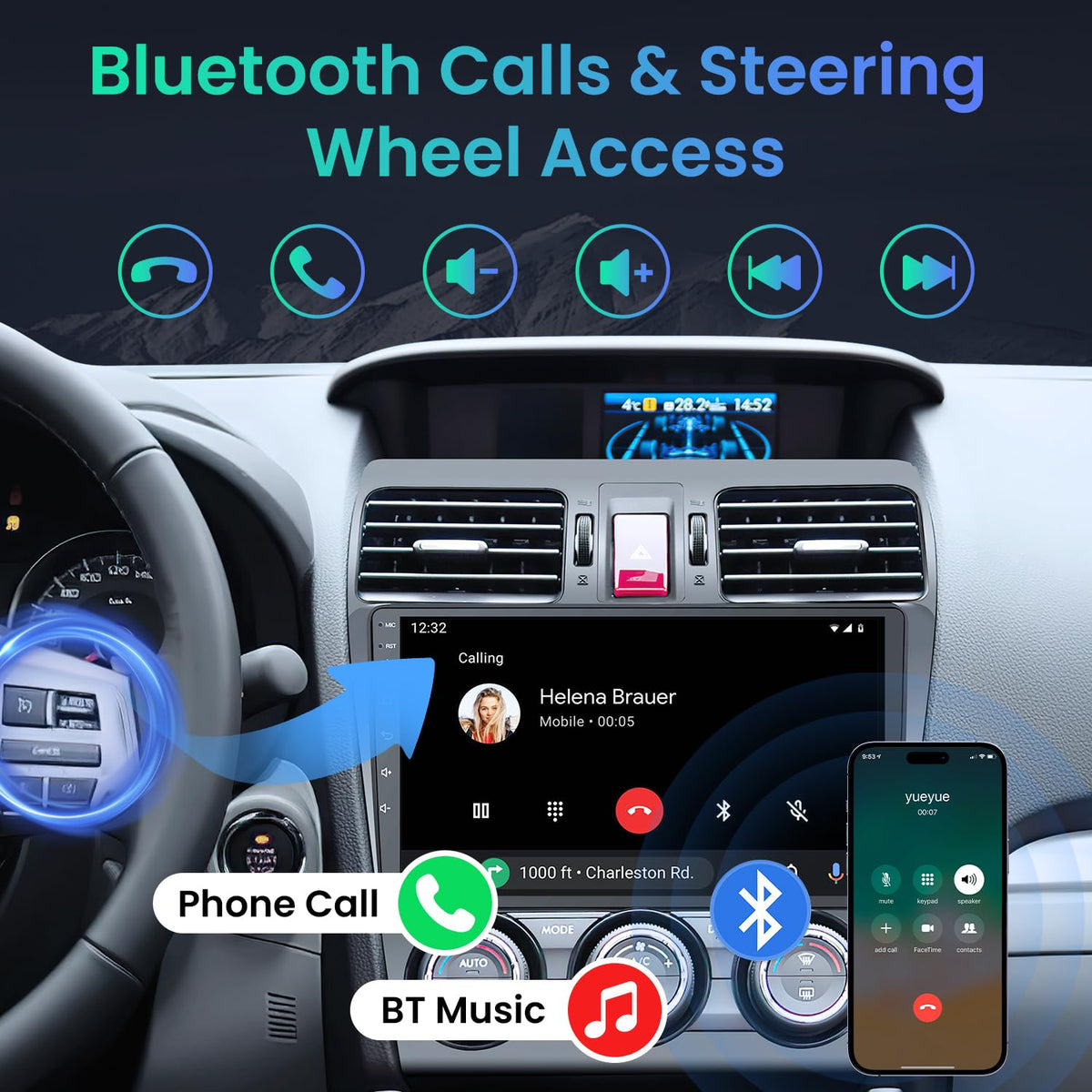 8Core 4+64G Car Radio for Subaru Forester 2014 2015 Subaru WRX Impreza 2012-2014- Android Car Stereo with Wireless Carplay, 9 Inch 1280 * 800 IPS Touchscreen Car Radio GPS WiFi Backup Camrea