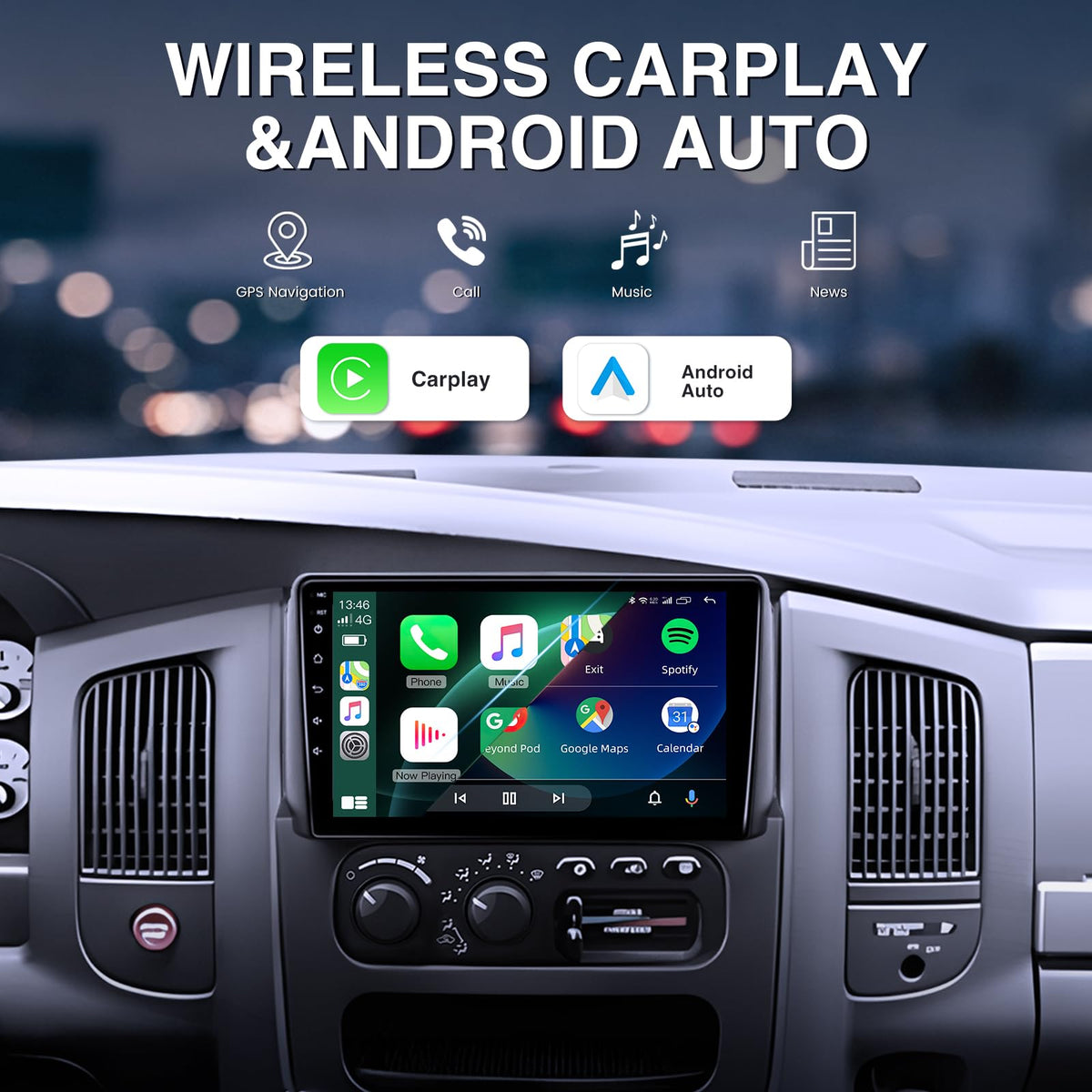 4GB RAM+64GB ROM Android 15 Car Radio for Dodge Ram 1500 2500 2002-2005