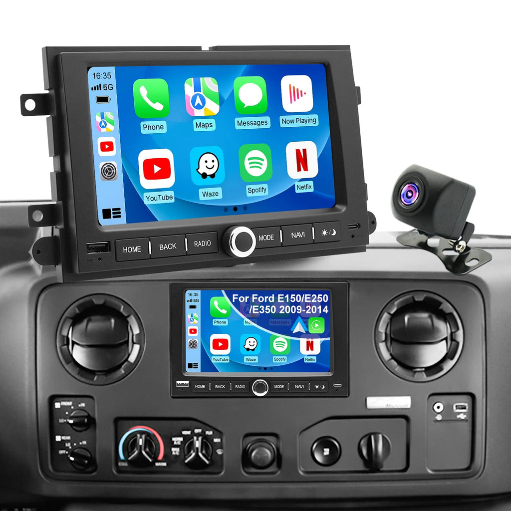 5G WiFi Upgrade Car Radio for Ford E150/E250/E350 2009-2014, Mustang 2005-2009, Expedition 2007-2014, Explorer 2006-2010, 7 Inch Touch Screen Stereo Wireless Carplay Android Auto GPS FM BT SWC Camera