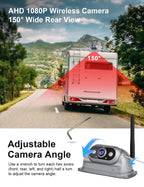 Wireless Backup Cameras System with 10.26"Pre-Wired for Furrion System 1080P HD IPS Touch Screen-No Delay,IP69K Waterproof,Super Night,Wide Split Screen 2-Channel for Reversing RV,Trailer,Camper,Truck