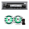 KENWOOD KMR-D382BT Car & Marine Stereo - Single Din, Bluetooth Audio, CD USB MP3, Aux in, AM FM Radio, Weatherproof | Plus Kenwood KFC-1673MRWL 6-1/2" 2-Way Marine Speakers with Grilles (Pair)