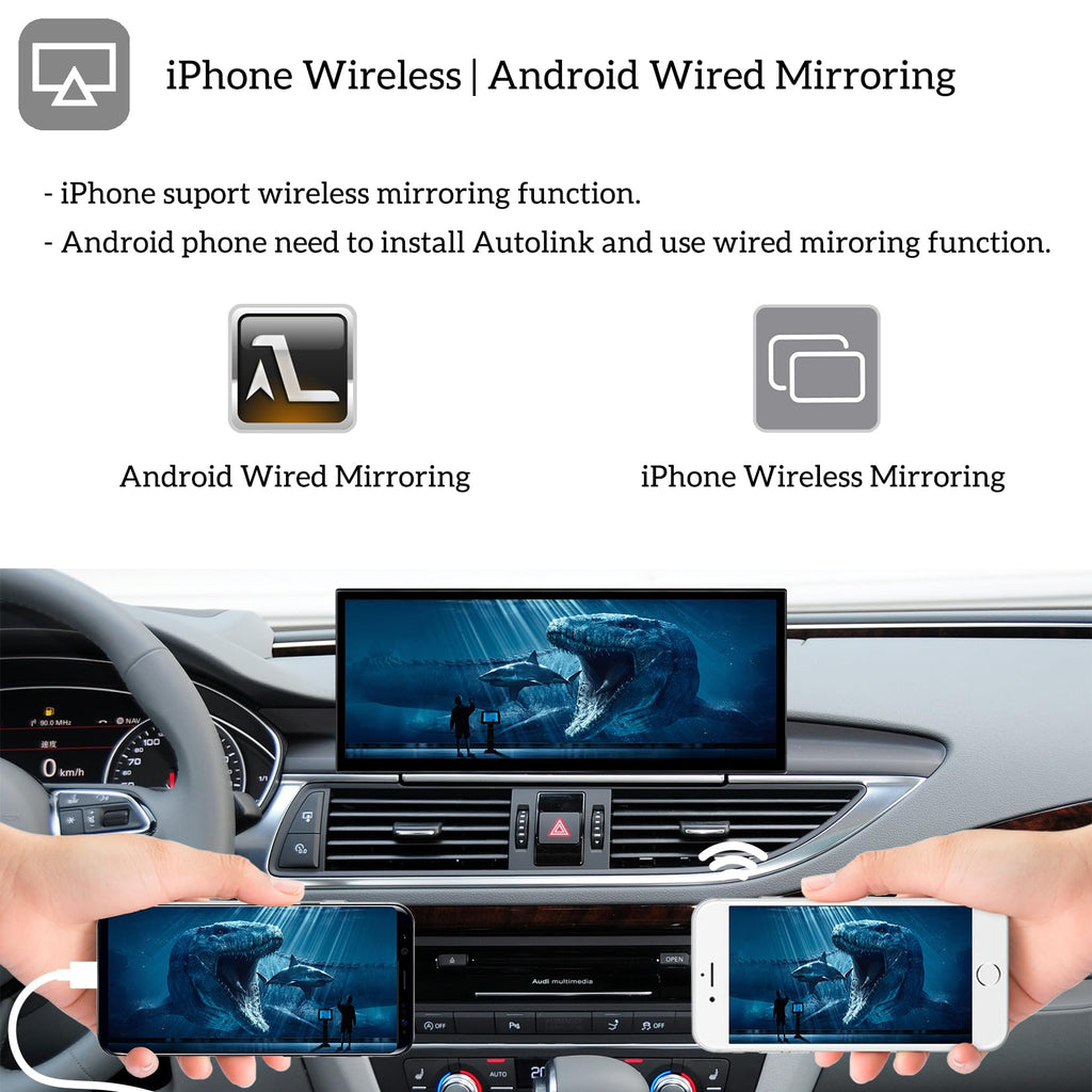 12.3" Wireless CarPlay Android Auto Mirroring Car Infortainment Linux Touchscreen Stereo Radio Aftermarket Touch Screen Upgrade Compatible with Audi A6 A7 C7 MIB2 MHI2 Models 2016-2018