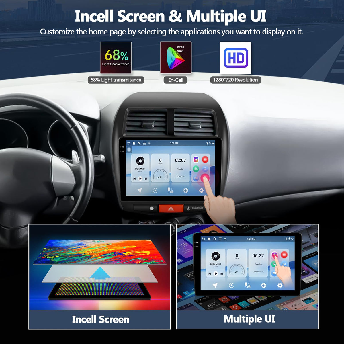 4G+128G Car Stereo Radio for Mitsubishi Outlander Sport RVR 2011-2017 / ASX 2013-2015, Wireless CarPlay Android Auto 10 Inch Incell 1280*720 Touch Screen Head Unit with GPS Bluetooth FM Backup Camera