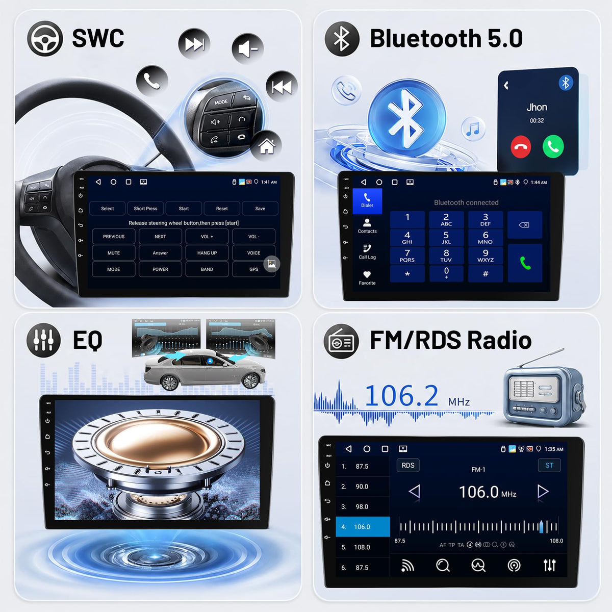 2G+64G Volxcereo Android Car Radio Stereo for Jeep Cherokee 2013-2018 | 10.1 inch Touchscreen Stereo with Wireless Carplay / Android Auto, GPS, WiFi, Bluetooth, SWC,FM/RDS