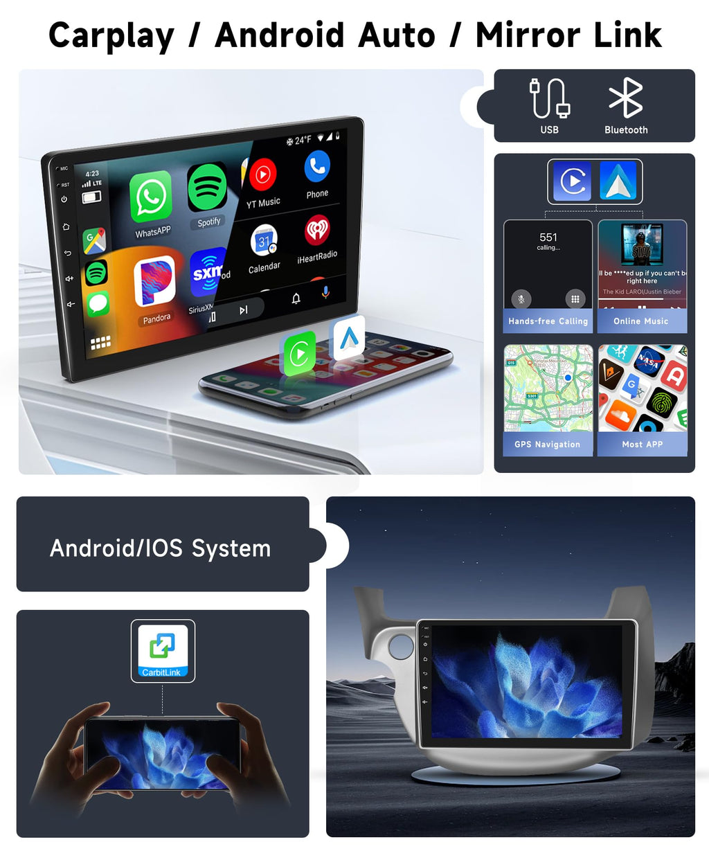 8 CORE 6G+128G Car Radio for Honda Fit 2008-2013 Wireless Carplay