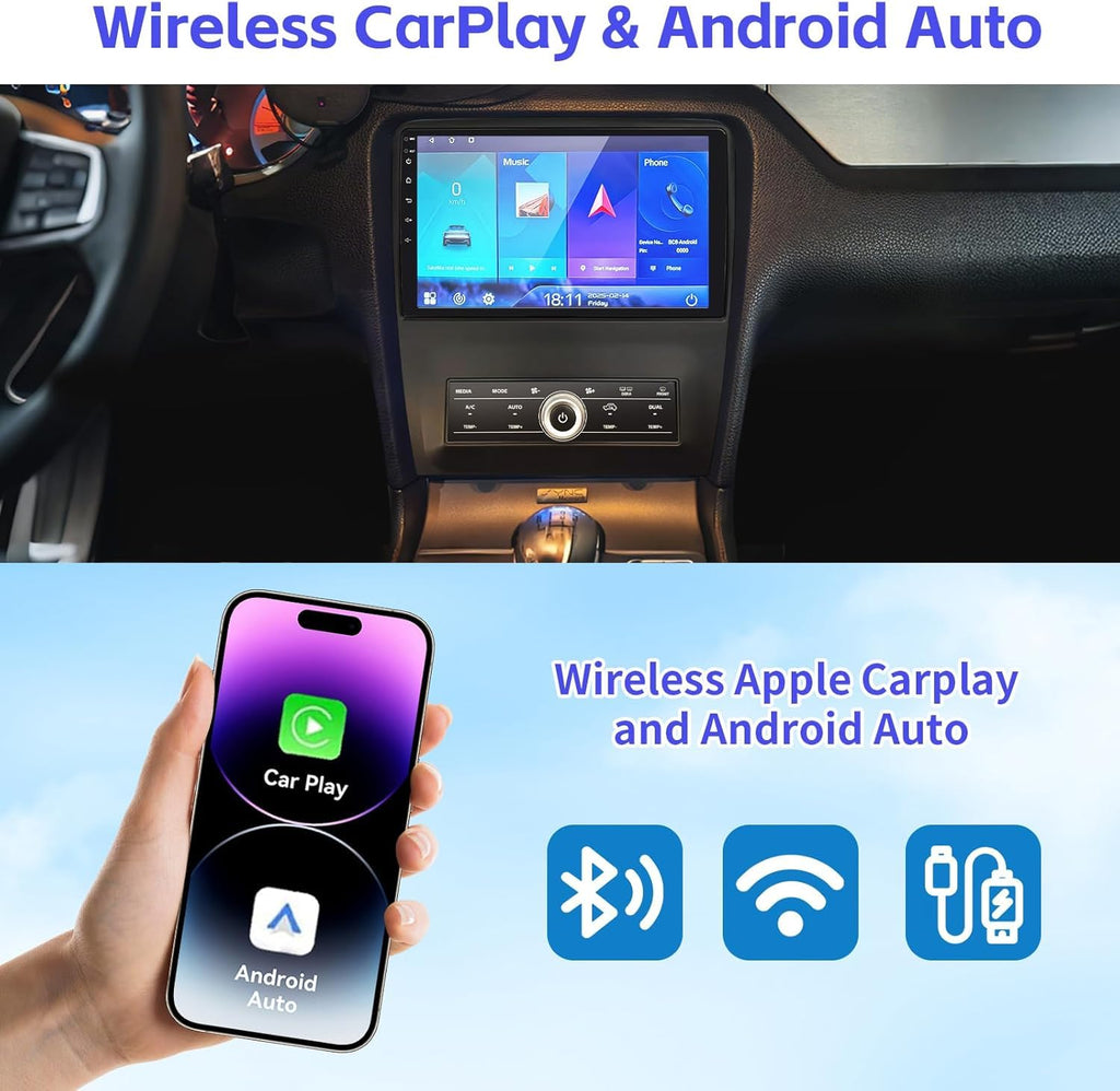 4+64G Car Radio for Ford Mustang 10 inch Touch Screen 2010 2011 2012 2013 2014 Stereo,Wireless Carplay/WiFi/Bluetooth/EQ Audio/Andriod Auto/AM/FM/AHD Camera