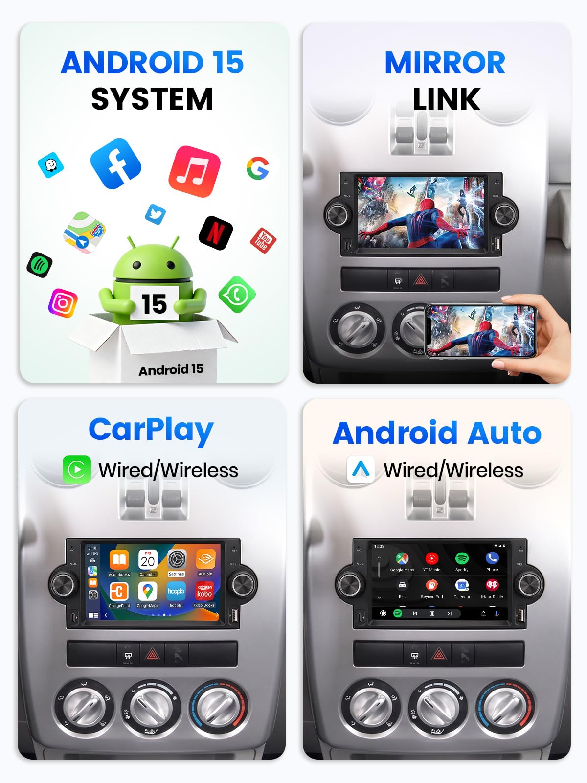 6.2" Android 15 Car Stereo for Chrysler 300 PT Cruiser Aspen