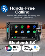 Soundstream VRCPAA-7DR 7" Double DIN Touchscreen Car Stereo, Wireless Apple CarPlay & Android Auto, Bluetooth Hands-Free, USB/AUX, Backup Camera Input, Steering Wheel Control, FM/AM, In-Dash Head Unit