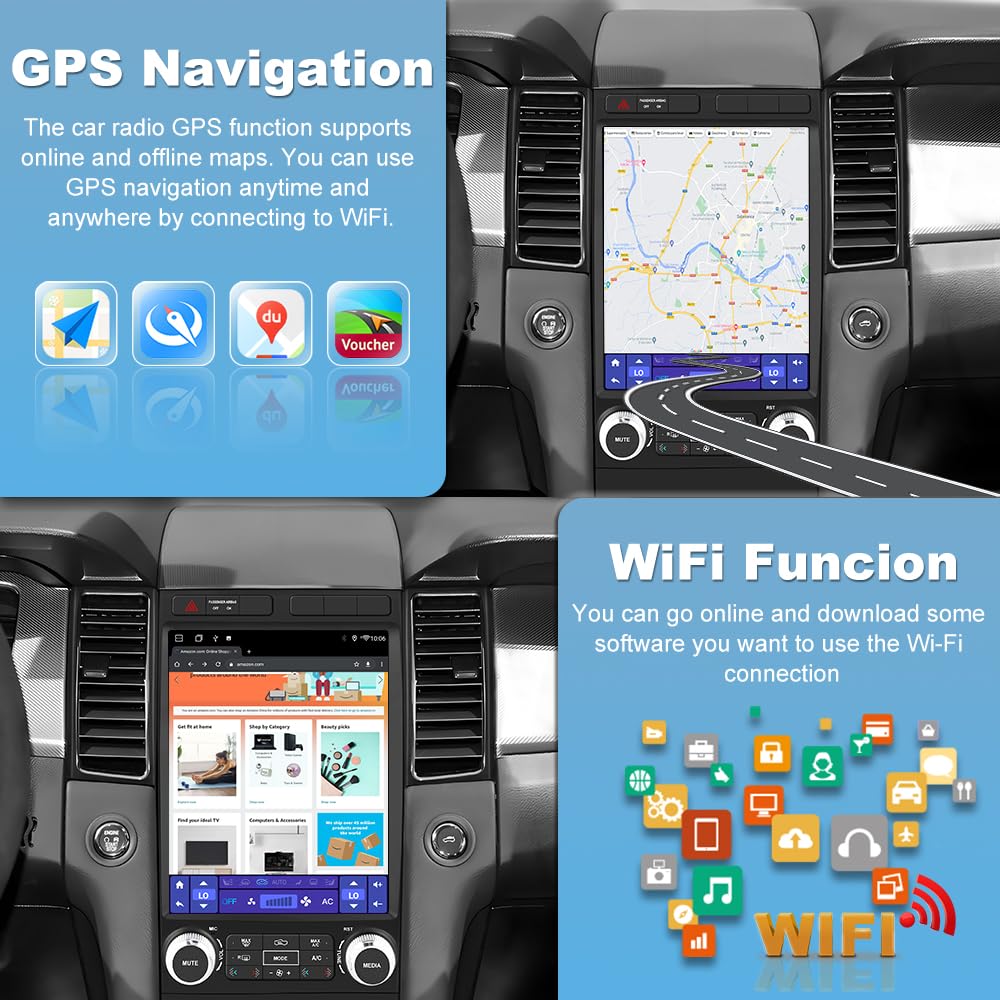 Car Radio Stereo for Ford Taurus 2012-2014, 12.1 Inch Touch Screen 64G ROM