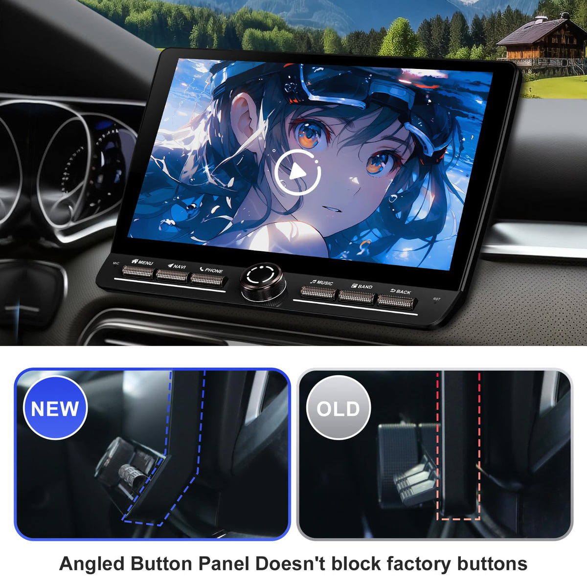 2+64G Android 14 Double Din Car Stereo with Buttons for Honda CR-V 2012-2016 with 10.1 Inch Touchscreen Radio Built-in Wireless Carplay/Android Auto/GPS/Bluetooth/FM/AUX-in/SWC/Backup Camera