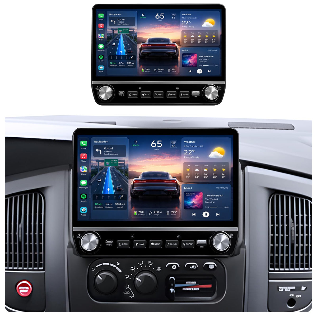 4GB RAM+64GB ROM Android 15 Car Radio for Dodge Ram 1500 2500 2002-2005