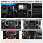 8 Core 4+64G Car Stereo for Dodge Ram 1500 2500 3500 2013-2018 Manual A/C