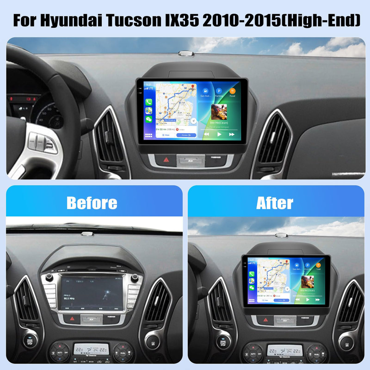 [4+128G] Car Radio Stereo for Hyundai Tucson IX35 2010-2015(High-End)