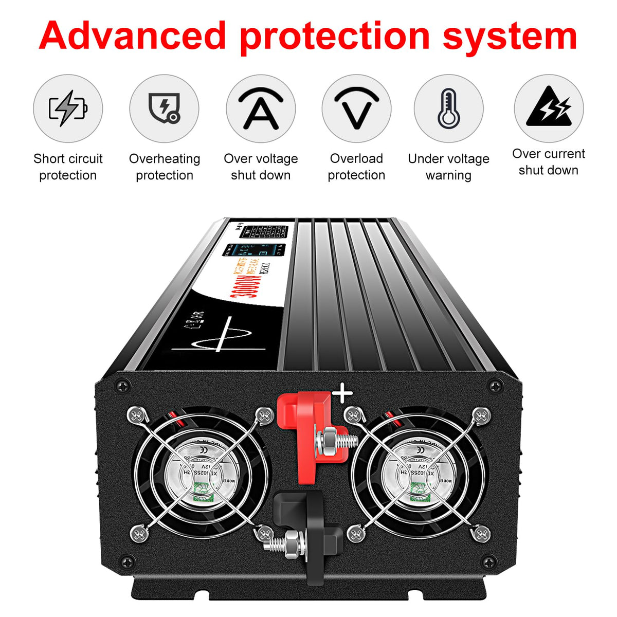 Xijia 3000W Pure Sine Wave Inverter 48V DC to 120V AC Converter for Home, RV, Truck, Off-Grid Solar Power 110V with Smart Bluetooth App Remote Control,Surge 6000W