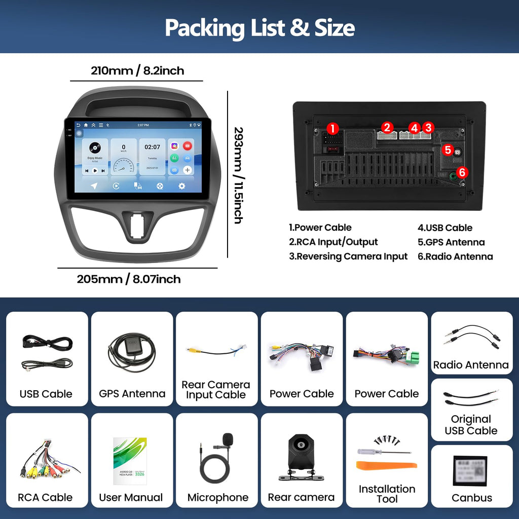 4G+128G Car Radio for Chevrolet Chevy Spark 2016 2017 2018 with Wireless Carplay Android Auto, 9 inch 1280 * 720 in-Cell Touch Screen Car Stereo with Bluetooth GPS WiFi FM RDS Backup Camera