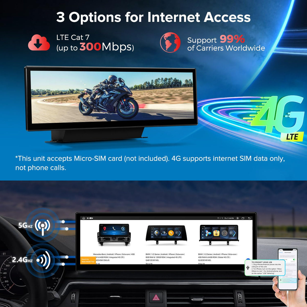 XTRONS 14.9 Inch Android 13 Car Stereo for Audi A4 A5 B9 (2016-2020) MIB2 System, 2K IPS Touch Screen 4+64 GB Global 4G LTE Car Radio GPS Navigation Support Wireless CarPlay Android Auto