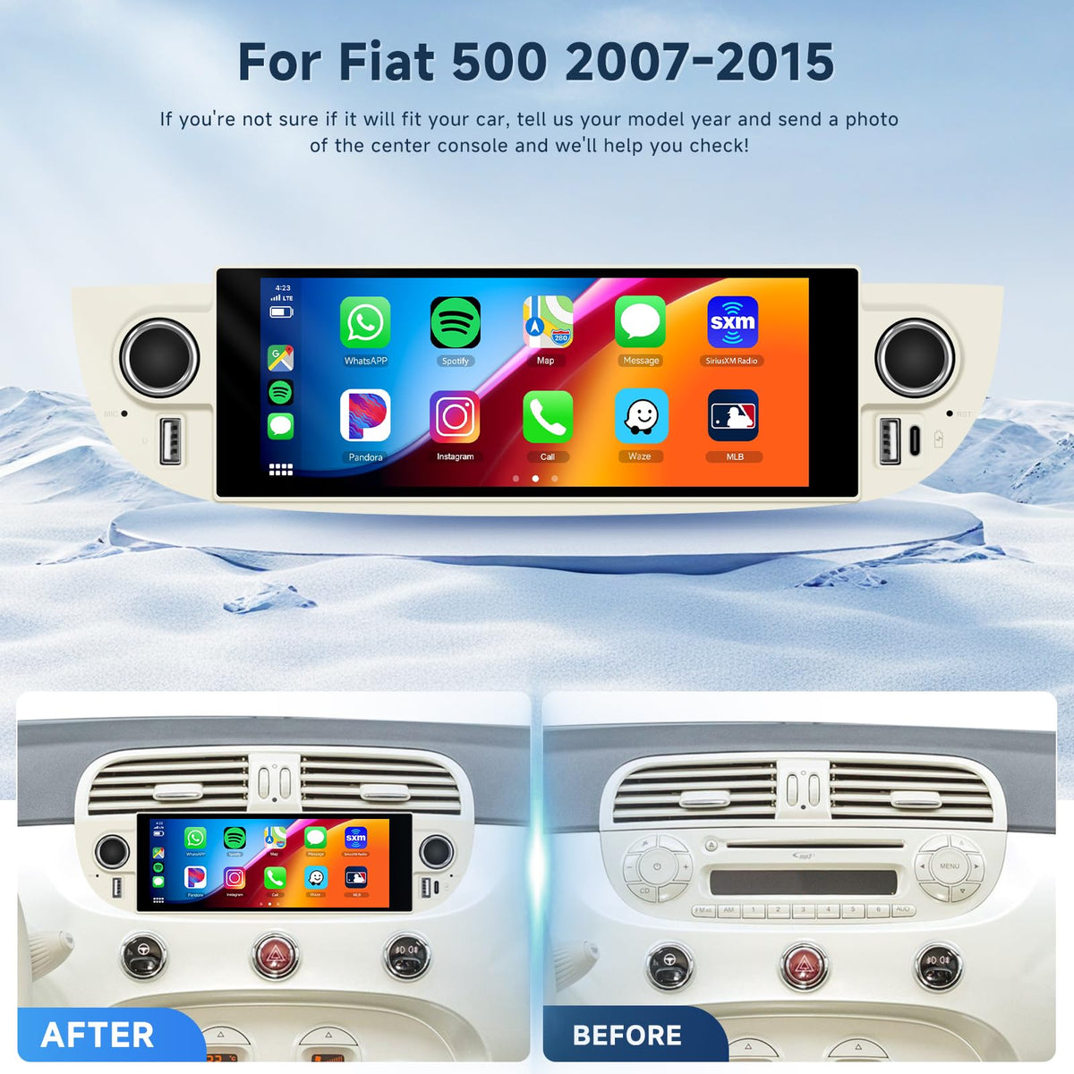 5G WiFi Android 15 Car Radio for Fiat 500 2007-2015