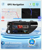 8 CORE 6G+128G Car Radio for Toyota Hilux 2015-2020 with Wireless CarPlay&Android Auto,10.1 Inch 1280*720P IPS Touch Screen Android 13 Car Stereo with GPS WiFi Bluetooth 32-Band DSP HD Backup Camera
