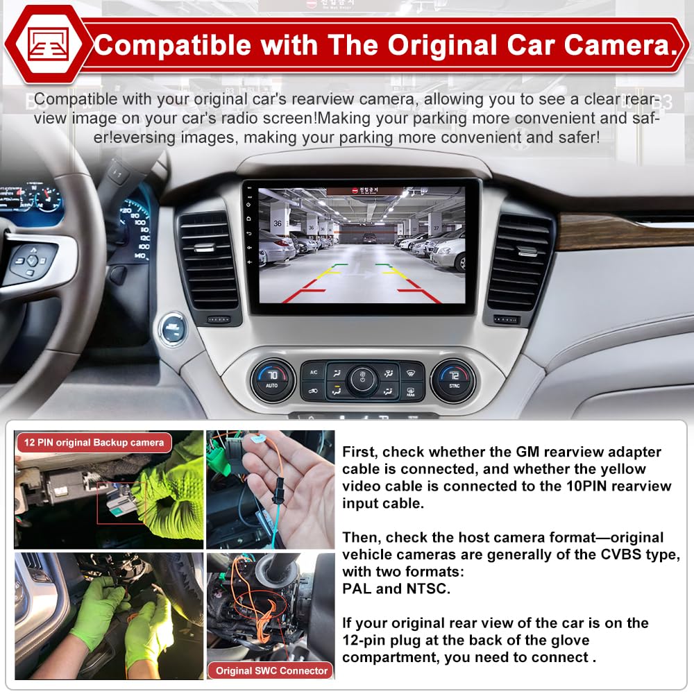 [4GB+64GB] Car Stereo Radio for Chevrolet Suburban Tahoe Yukon 2015-2019 | Android 15 | Octa-Core 10.1" Touchscreen | Wireless CarPlay & Android Auto | GPS WiFi Bluetooth | FM AM RDS | SWC