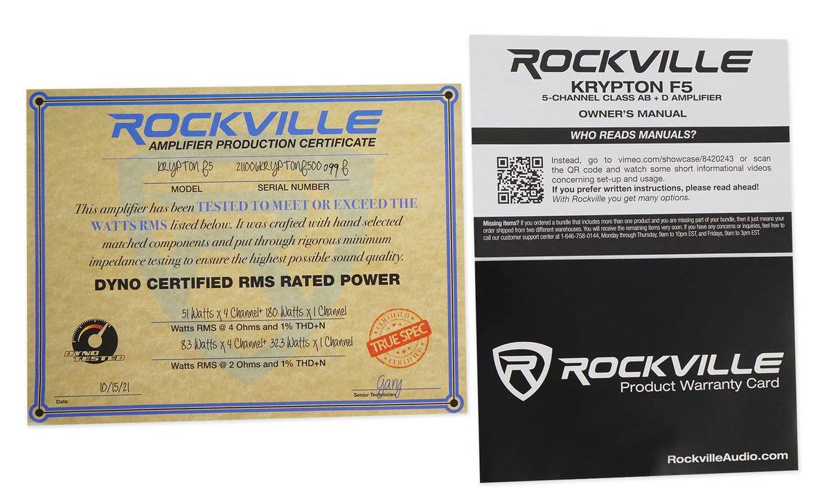 Rockville Krypton F5 5 Channel Car Amplifier, 3200W Peak / 800W RMS