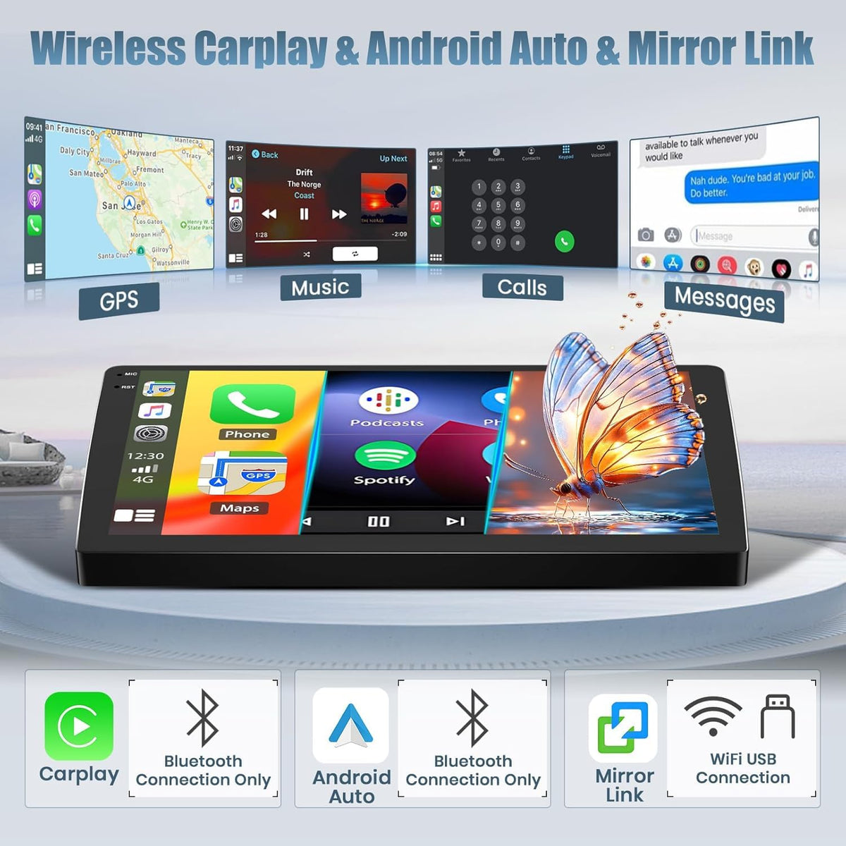 9"Double Din Car Radio for Hyundai Genesis Sedan 2009 2010 2011 2012 2013 2014, 2+64G Android 14 Touch Screen Stereo with Wireless Carplay Android Auto GPS Navi Bluetooth FM DSP WiFi Backup Camera SWC