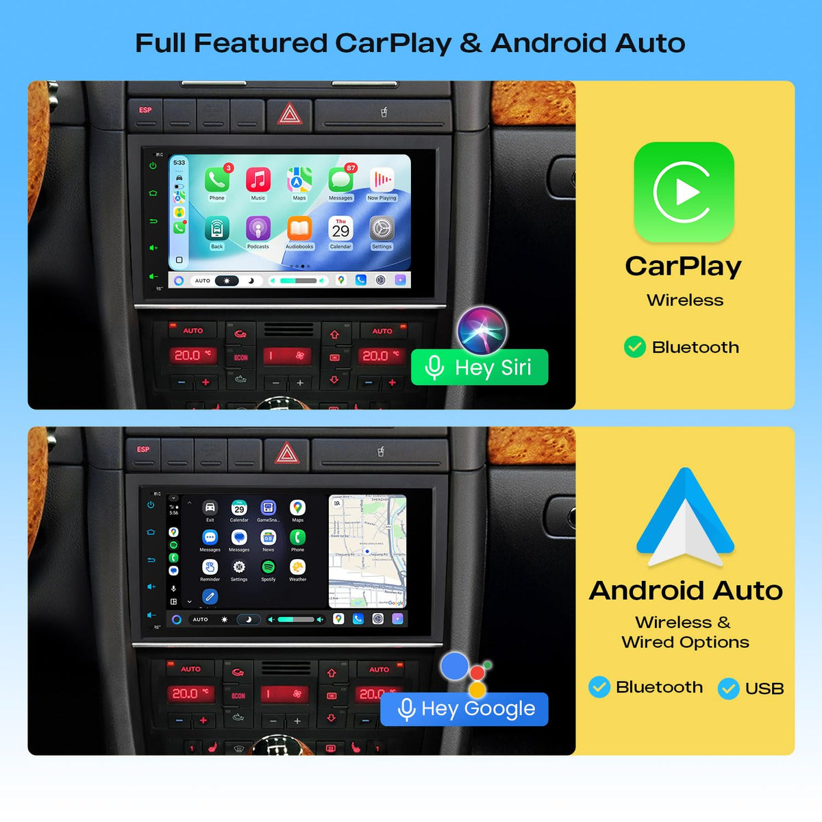 XTRONS 8" Android 15 Car Stereo for Audi A4 S4 RS4 SEAT Exeo 2000-2012