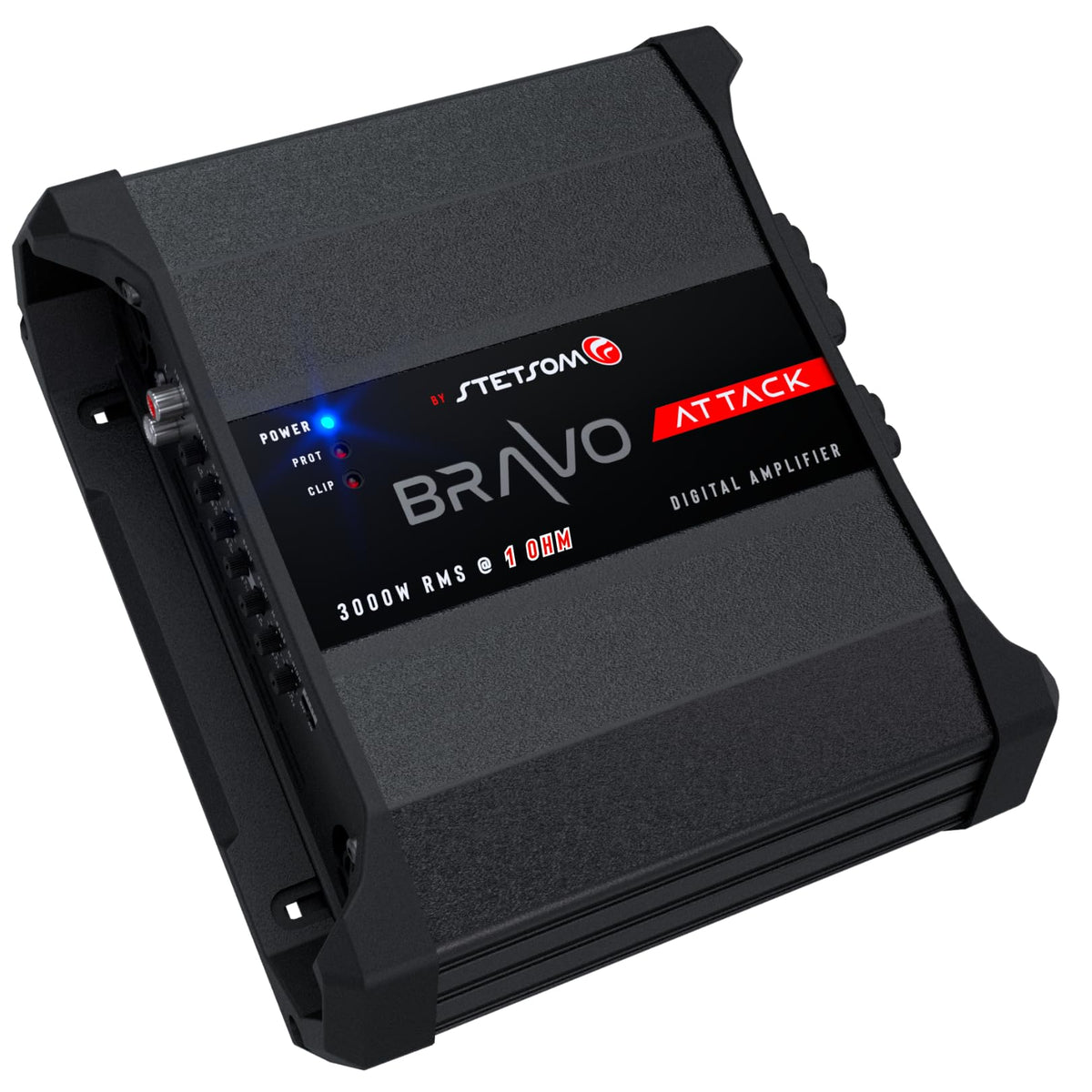 Stetsom Bravo Attack 3000 1 Ohm Mono Car Amplifier, 3000.1 3K Watts RMS, 1Ω Stable Car Audio, Full Range HD Sound Quality, 3000x1, Crossover & Bass Boost, Car Stereo Speaker MD, Smart Coolers