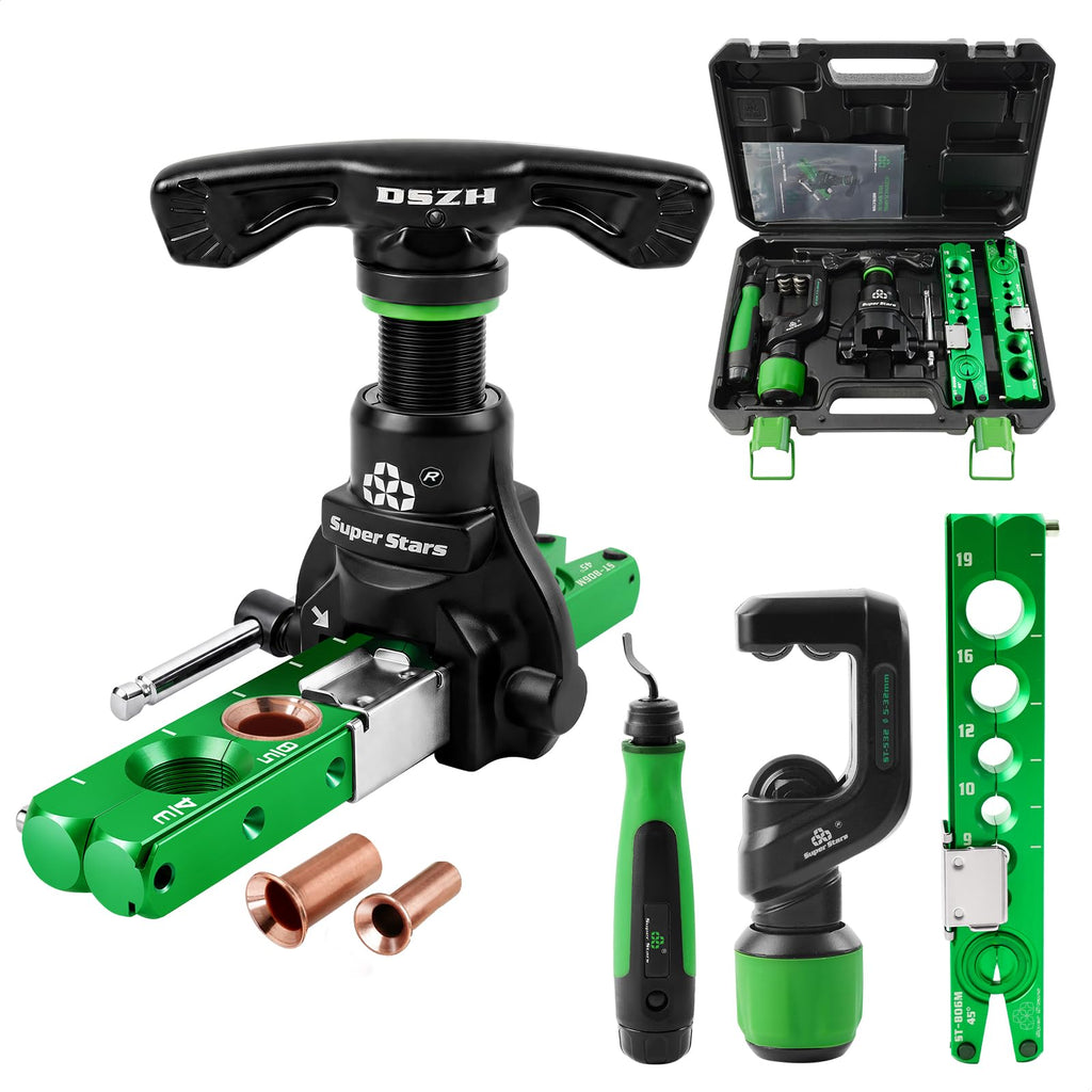 Super Stars Power Flaring Tool Kit ST-E800 - Cordless 45 Degree Automatic Flaring Tool for HVAC Copper Aluminum Tubing R410A R32