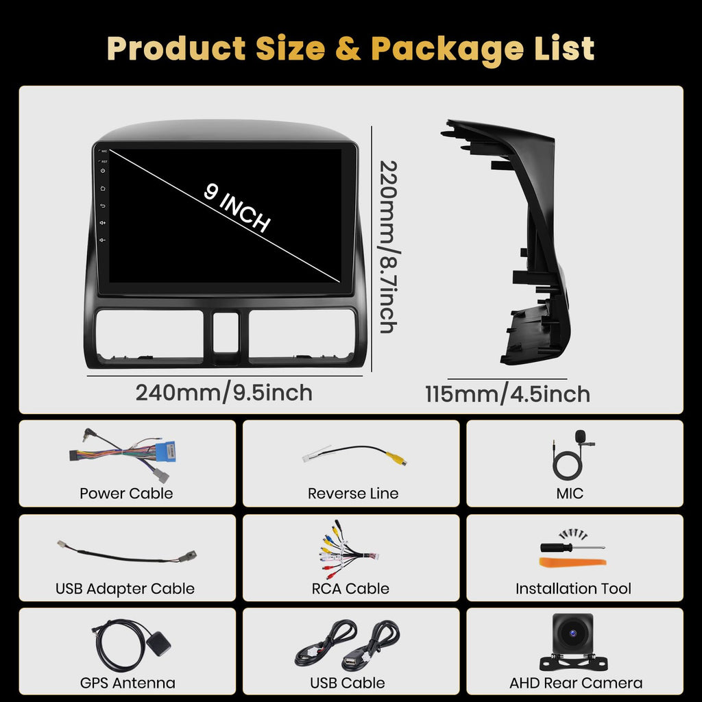 8 Core 6+128GB 9" IPS Screen Android 15 Car Stereo for Honda CRV 2002-2006