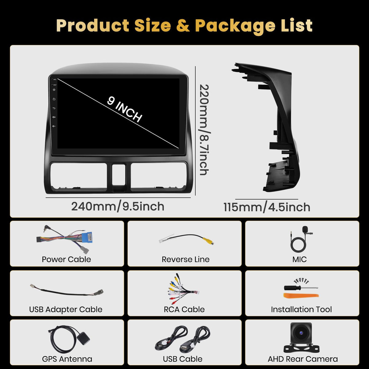 8 Core 6+128GB 9" IPS Screen Android 15 Car Stereo for Honda CRV 2002-2006