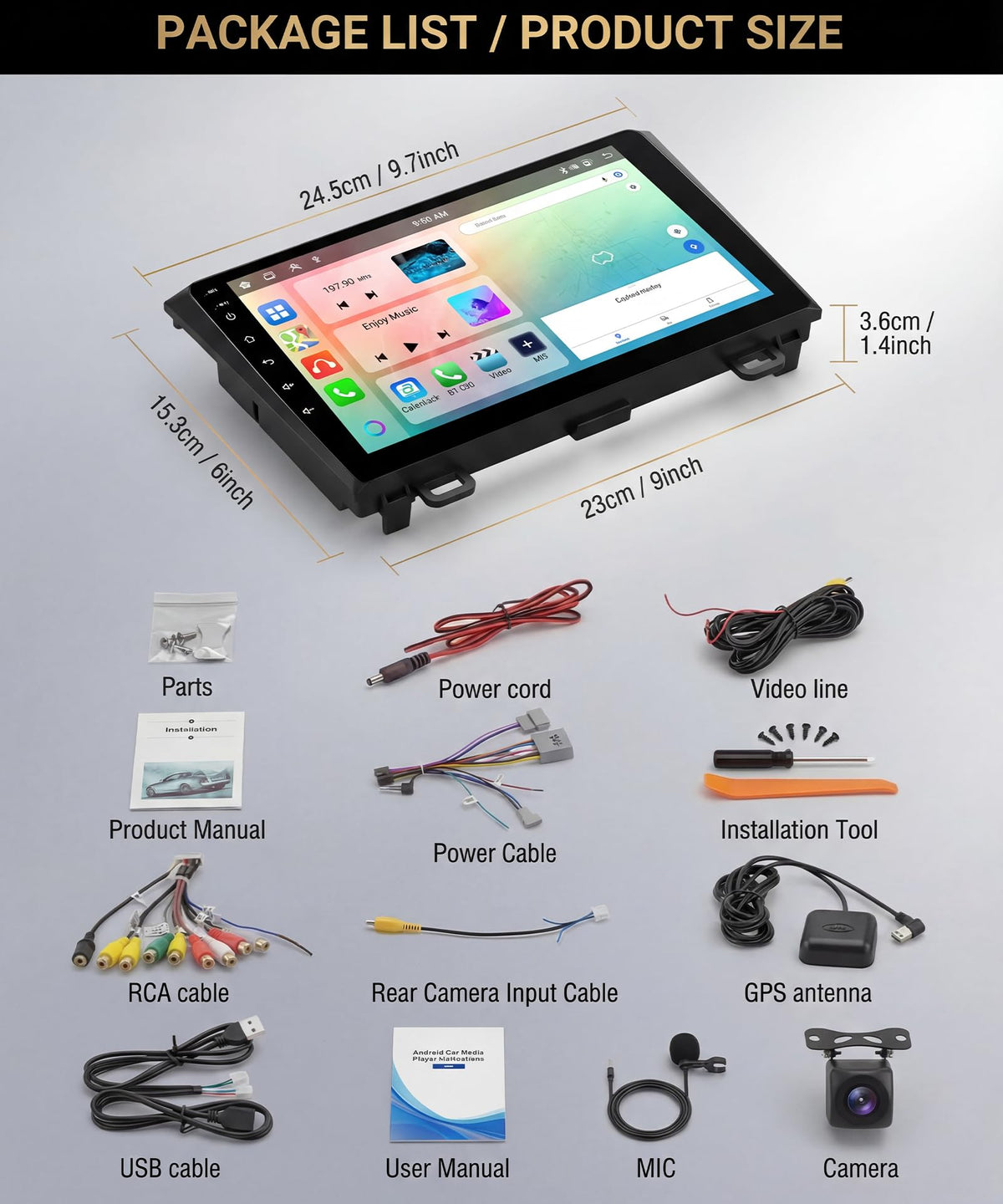8 Core 6G+128G Android Car Radio for Honda CRV 2007-2011 with Wireless CarPlay Android Auto, 9” Touchscreen Car Stereo Mirror Link GPS WiFi Bluetooth FM RDS DSP EQ SWC Backup Camera