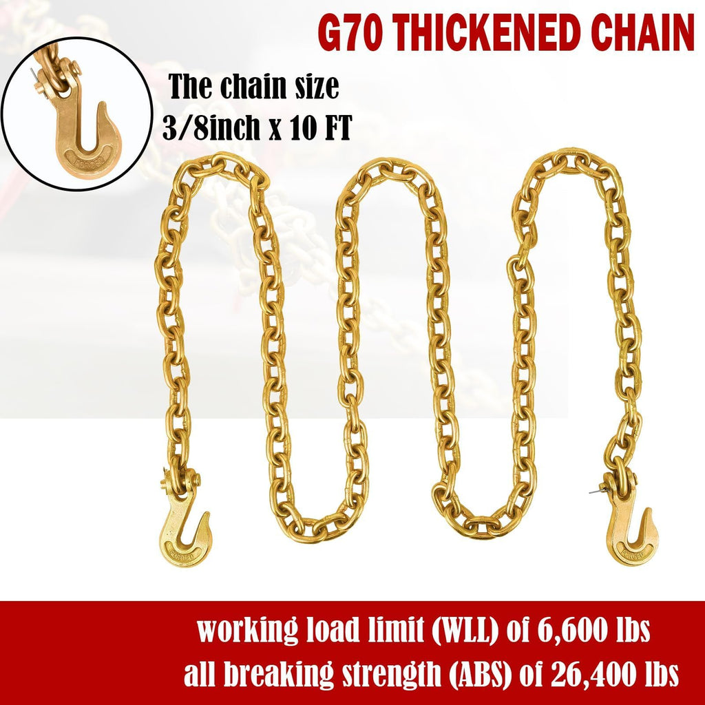 4Pcs Chain and Binder Kit, 3/8"-1/2" Ratchet Load Binders