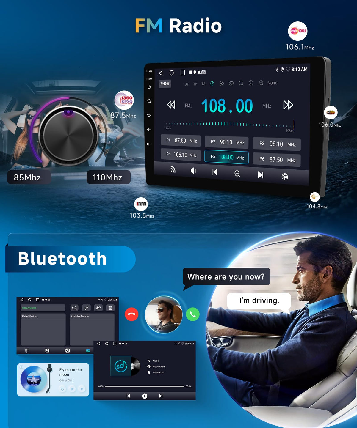 Car Radio Stereo for Nissan Rogue 2006-2016[2+64G] with Wireless Carplay/Android Auto,Android Car Stereo 9 Inch Touch Screen GPS DSP WiFi Bluetooth FM/RDS Mirror Link SWC Backup Camera