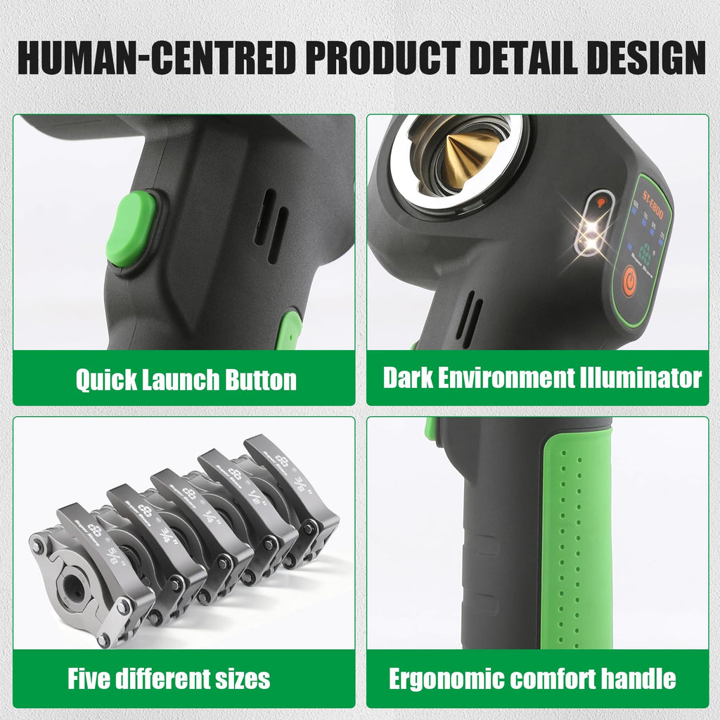 Super Stars Power Flaring Tool Kit ST-E800 - Cordless 45 Degree Automatic Flaring Tool for HVAC Copper Aluminum Tubing R410A R32