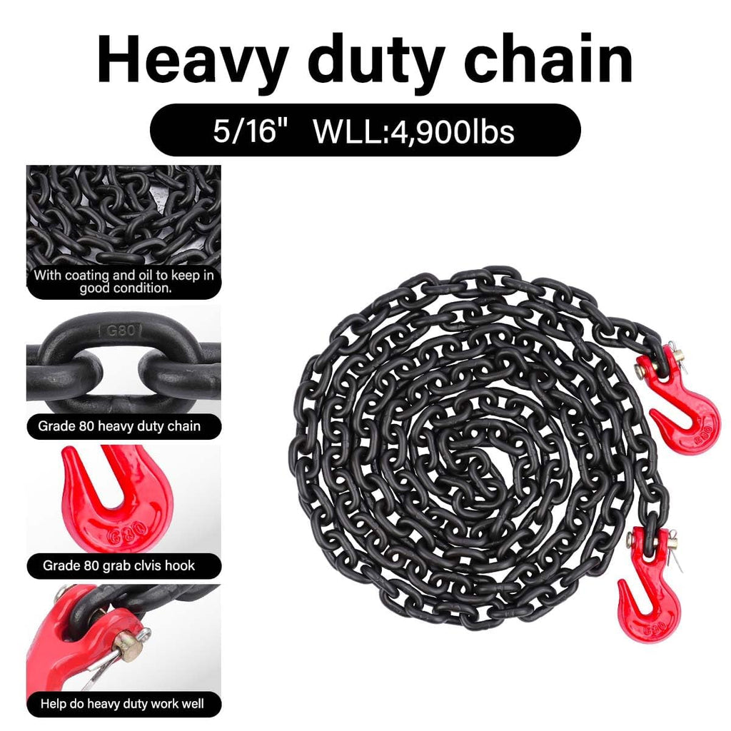 Grade 80 Chain and Binder Set w/ G80 Chain Hooks - 5,400 lbs WLL