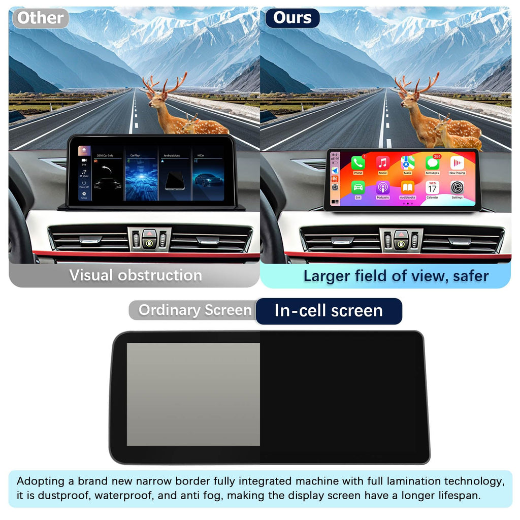Ultra Narrow 12.3-inch 1920 * 720 Car Radio for BMW X1 F48 2018-2020 EVO Carplay Android Auto Multimedia Audio Stereo Touchscreen Bluetooth with Reverse Camera (Linux EVO System)