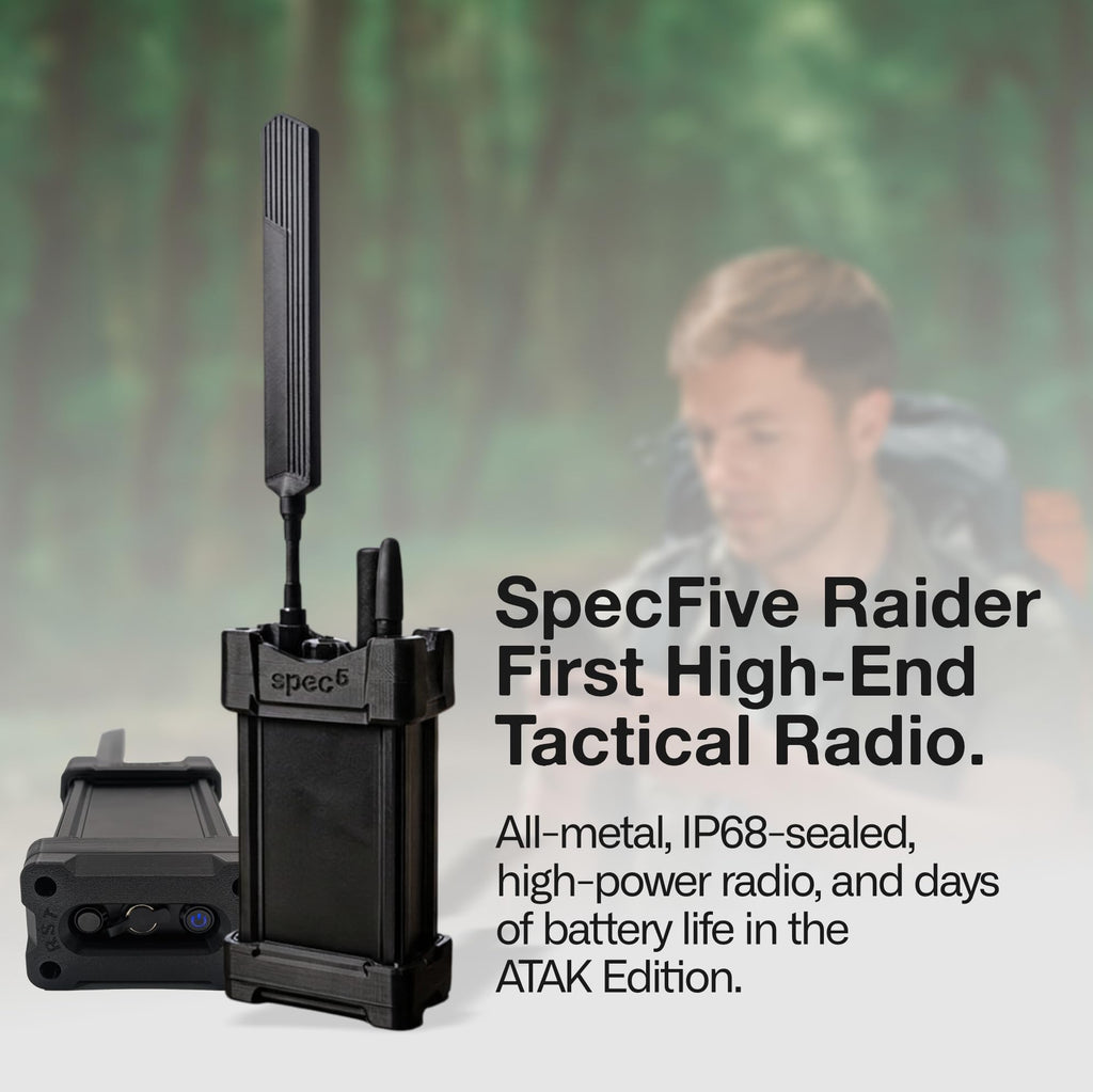 SpecFive Raider Meshtastic-ATAK Lora Military-Grade Mesh Radio, Preflashed with GPS, High-Power, Ip68 Waterproof, Military & SAR Communicator (Black, ATAK-Meshtastic)