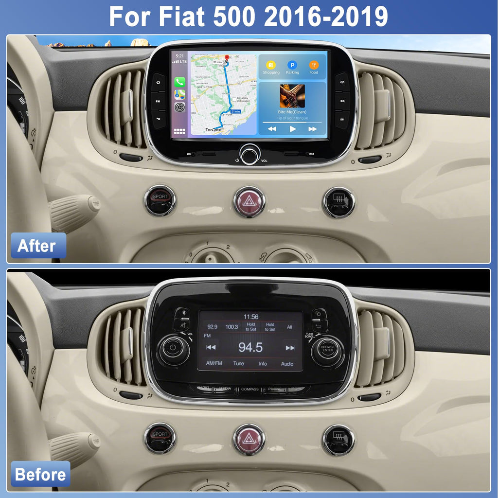 7'' Car Radio Stereo for Fiat 500 2016-2019 with Carplay and Android Auto
