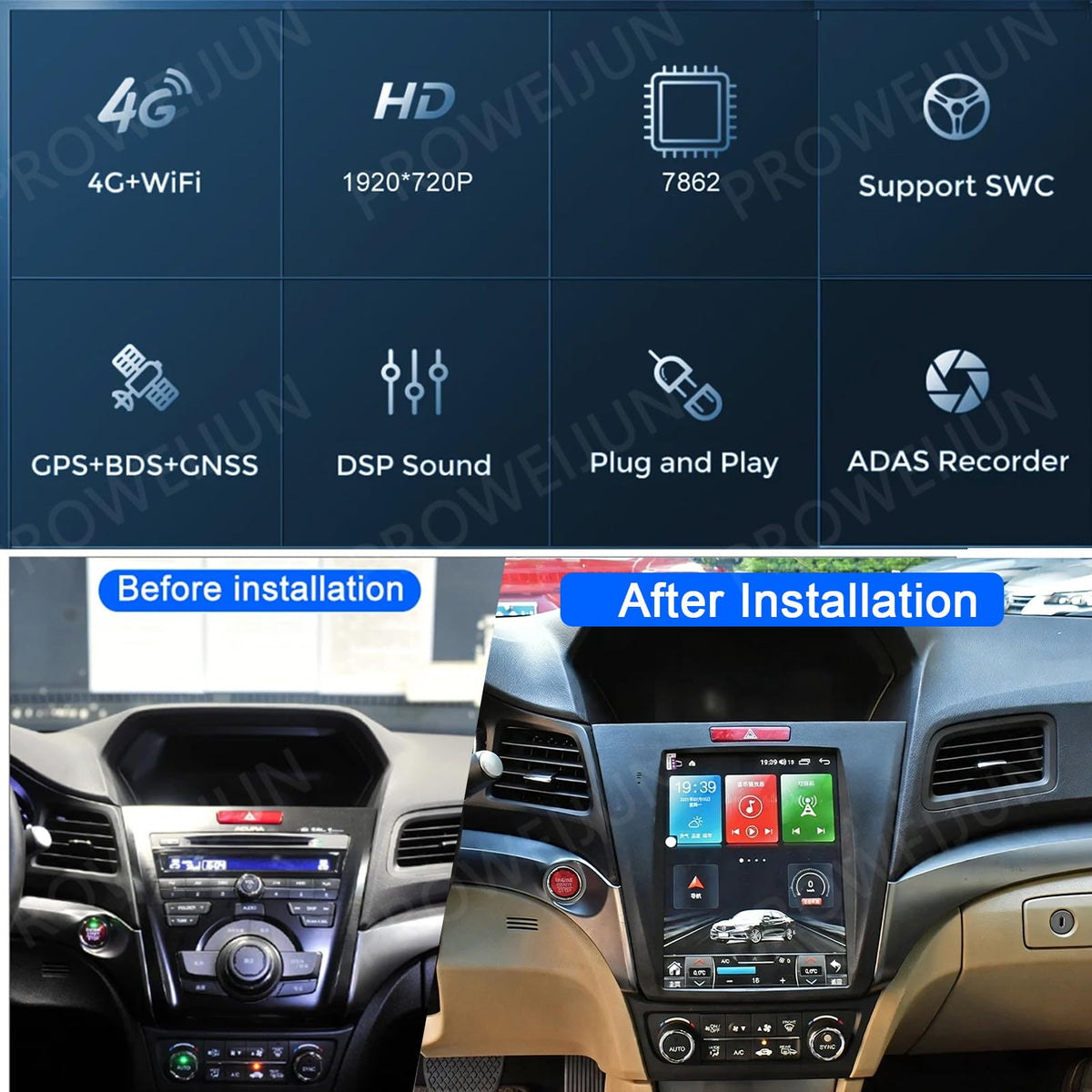 10.4" Car Radio Stereo for Acura ILX 2013 2014 2015 Touchscreen Upgrade