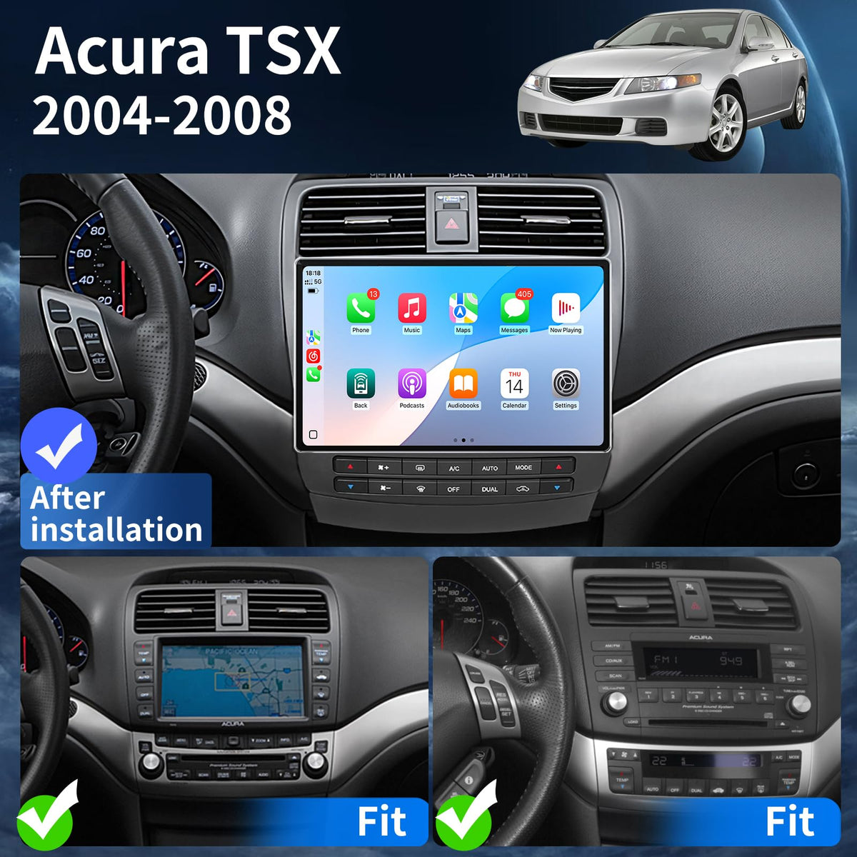 8+128G Car Radio for Acura TSX 2004 2005 2006 2007 2008 Radio Stereo